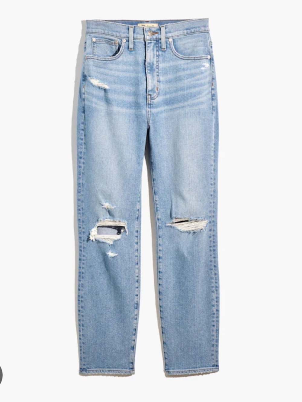 Madewell The Mom Jean 28 Petite Distressed High Rise Light Wash